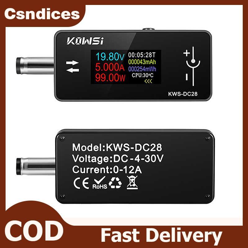 Csndices KWS-DC28 0.96 นิ้ว TFT HD จอแสดงผลดิจิตอล DC 5.5*2.5 อินเทอร์เฟซเครื่องทดสอบแรงดันไฟฟ้าแอมป์มิเตอร์ Power Meter Multi In One จอแสดงผล TH