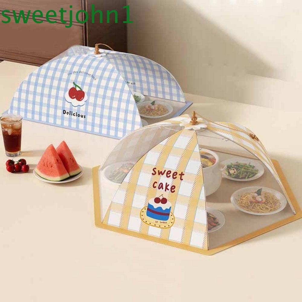 SWEETJOHN ฝาครอบป้องกันจานพิมพ์การ์ตูน Fly-proof ห้องครัว ฝาครอบกันฝุ่น เรียบง่าย ทนทาน ระบายอากาศได้ดี ป้องกันอาหาร