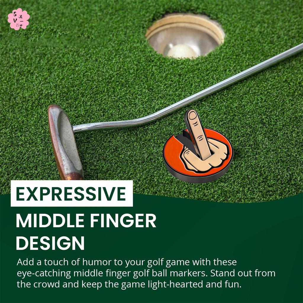 GolfMark Magnetic Ball Marker เหรียญกลม One-finger Salute Model Easy Ball Alignment for Golf Practice and Positioning
