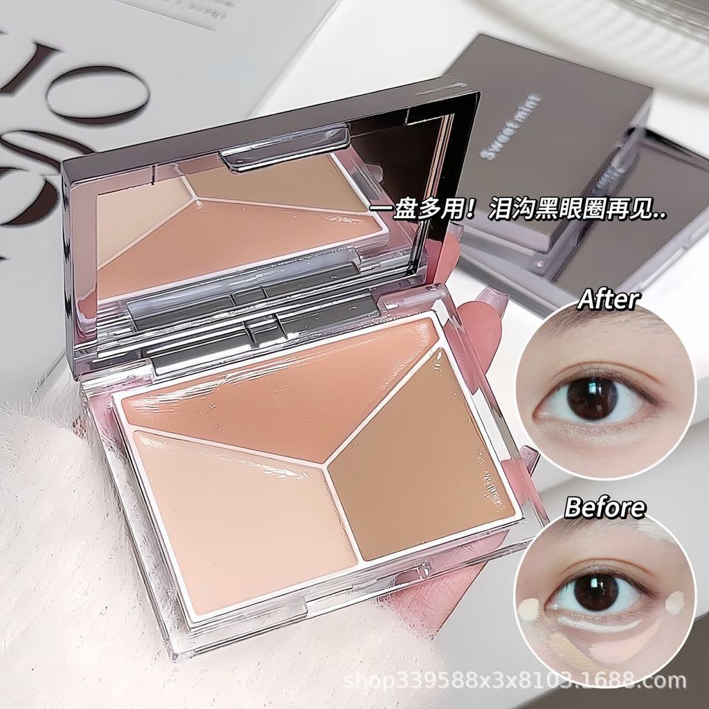 สไตล์เกาหลีสามสี Elf คอนซีลเลอร์ Palette ครอบคลุม Dark Circles Tear Groove Spots Acne Marks Repairin