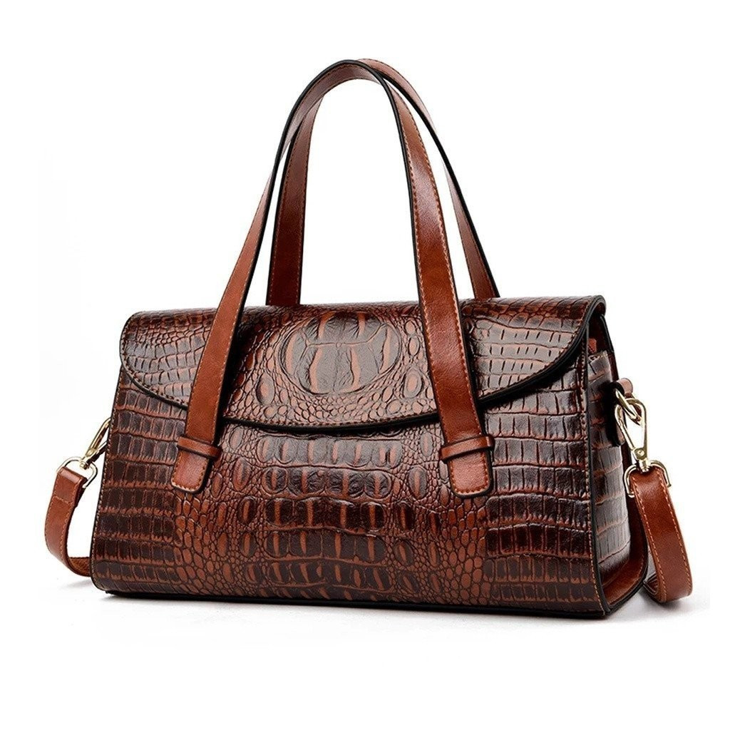 คุณภาพสูงจระเข้หรูหรากระเป๋าถือหนังผู้หญิงกระเป๋า Designer Vintage จระเข้ Satchel Tote Lady กระเป๋าส