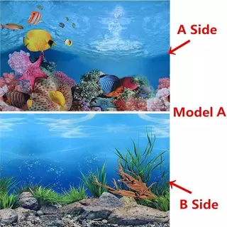 สติ๊กเกอร์พื้นหลังตู้ปลาสองด้าน ภาพ HD 3D ความละเอียดสูง พร้อมกาวติด กระดาษพื้นหลังตู้ปลาคุณภาพหนา ไม่ซีดจาง ไม่โปร่งแสง ตกแต่งสไตล์ทะเล , (ความสูง)30/40/50/60ซม.