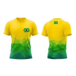 Camiseta Masculina do Brasil Especial da Copa Dry Fit Manga Curta Amarela - Mar Negro