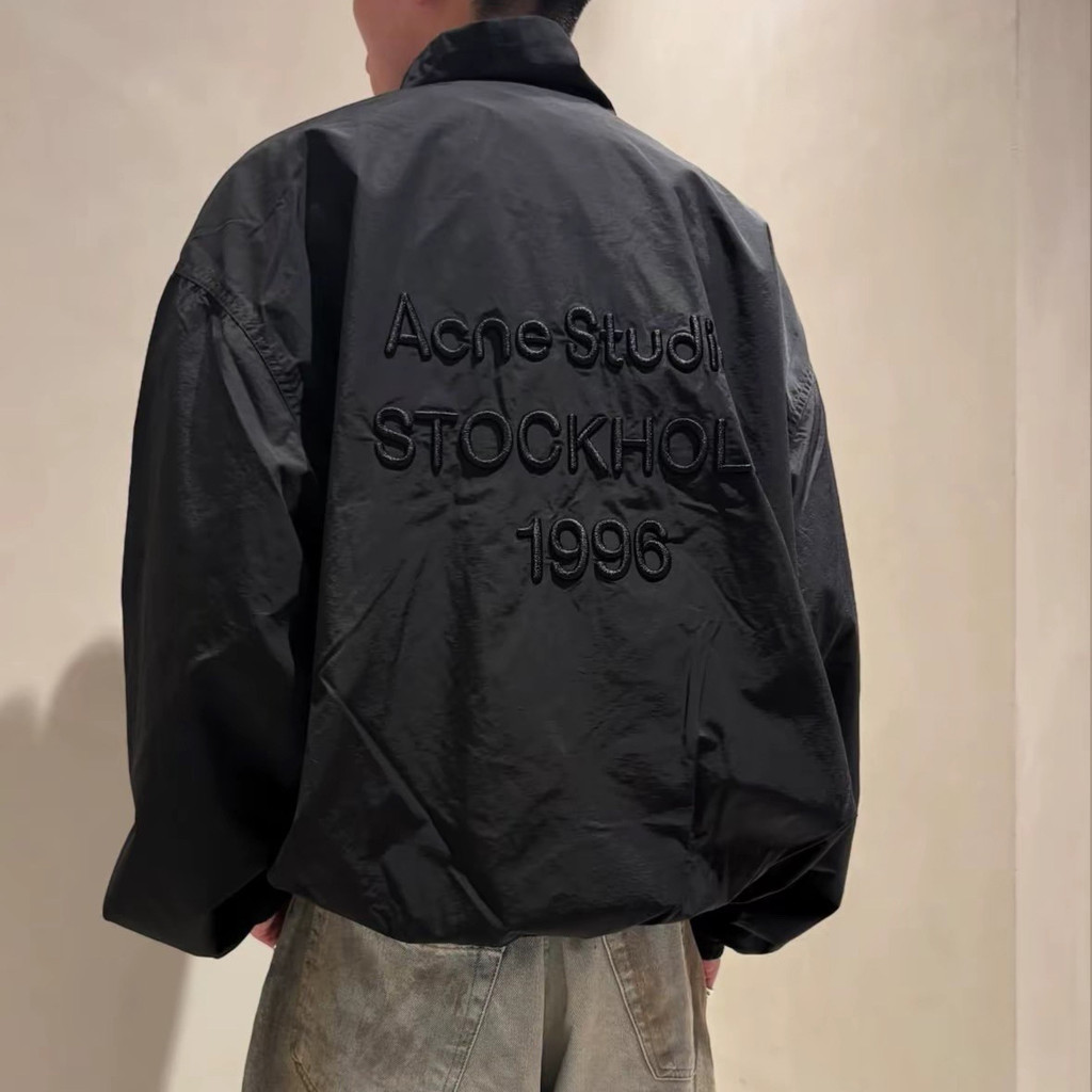 9JIB AC 1996Logo Embroidered Letter Zipper Jacket Couple Style Loose Fit Windbreaker Coat