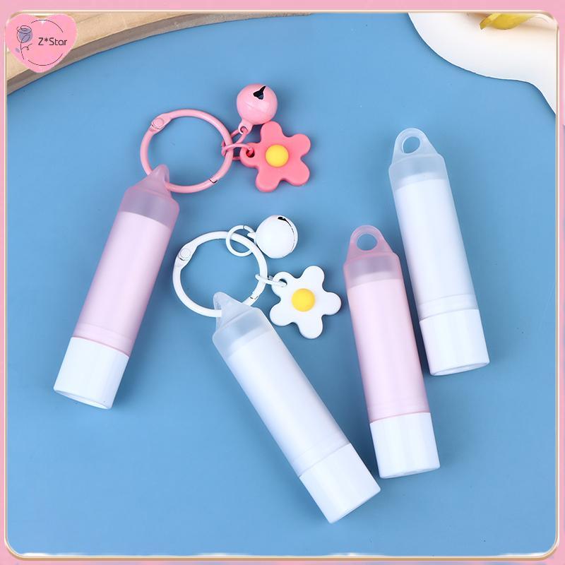 Z*Star 3.5g Pink/White Lip Enamel Tube พร้อมพวงกุญแจและแปรง Rod Refillable Lip Gloss Tube ขวดเปล่า L