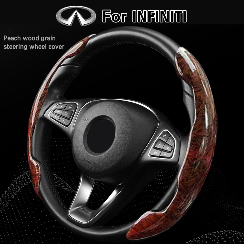 ใหม่พีชไม้หนังพวงมาลัยรถสําหรับ Infiniti Q50 Q70 Q60 QX50 QX55 QX60 QX80 เหมาะสําหรับ All Seasons