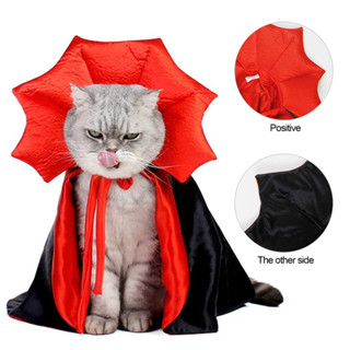 CTS ฮาโลวีนแมวสุนัข Cape เครื่องแต่งกายสีแดงและสีดําเสื้อคลุ…