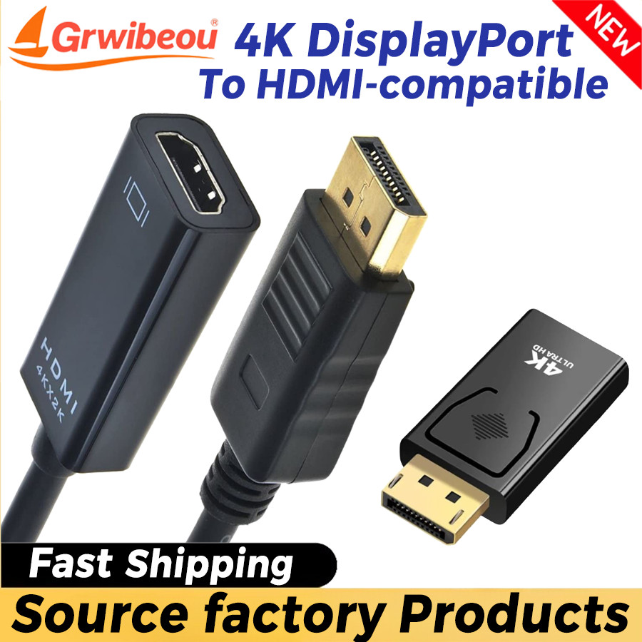 4K DP To HDMI-compatible Converter DisplayPort To HDMI-compatible Cable DP Male To HDMI Female HD Vi
