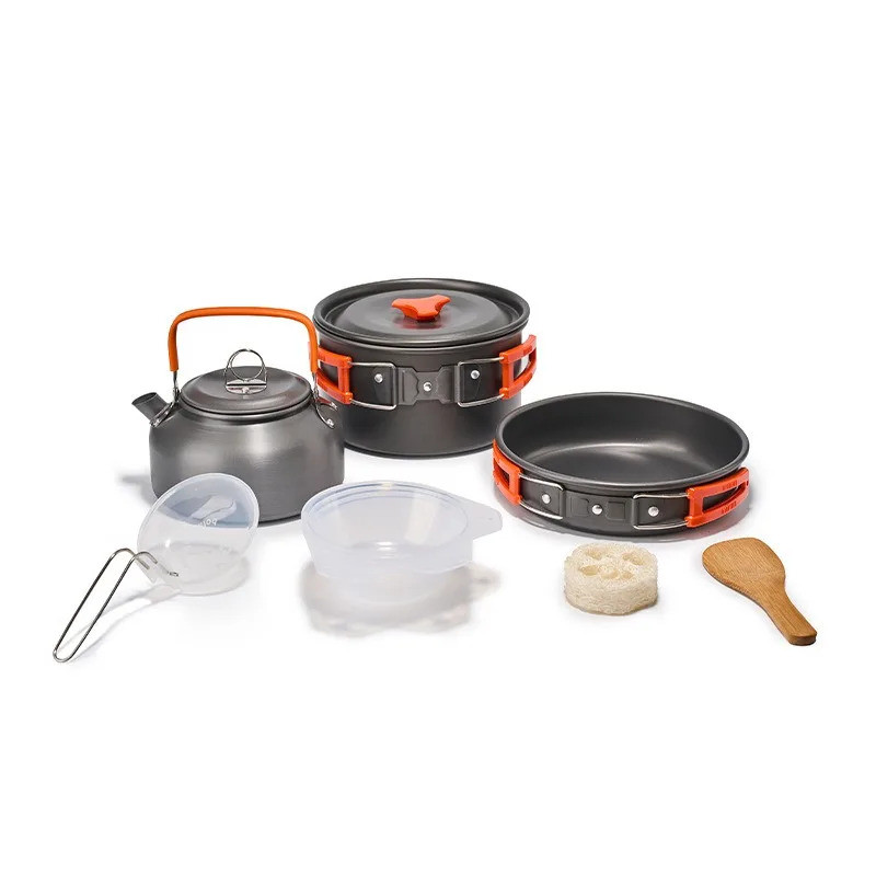 Camping Cookware Set for 1-3 Persons, Lightweight and Portable Pot and Pan with Carrying Bag, Perfec