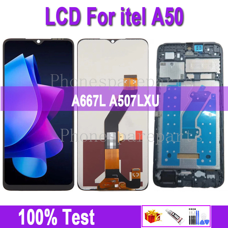 LCD สําหรับ Itel A50 A667L A507LXU จอแสดงผลหน้าจอสัมผัสพร้อมกรอบอะไหล่ซ่อม