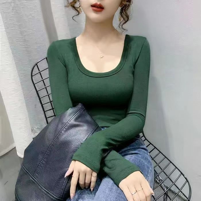 2026แฟชั่น2026ฤดูใบไม้ผลิฤดูใบไม้ร่วงเกลียวกิริยาผ้าฝ้ายBottomingเสื้อแฟชั่นด้านในแน่นด้านบนยืดหยุ่น