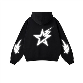 Hoodie  Sablon Reflektif Desain Bintang By  Narcissism Unisex Pria Dan Wanita Sweatershirts Fleece tebal Gramasi 280
