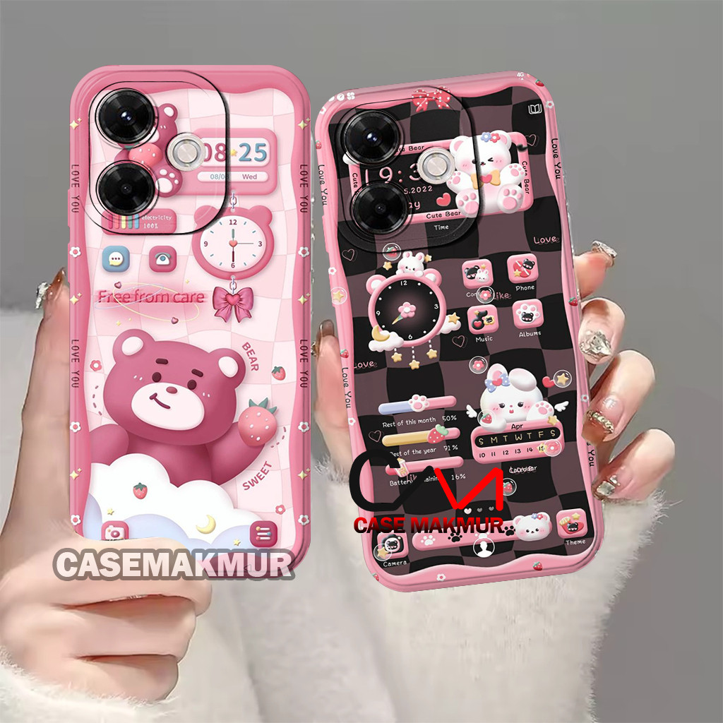 HP Softcase Xiaomi - Redmi 13x 13 4g Casing Protect Camera Cute Bear Motif Silicone Mobile phone for