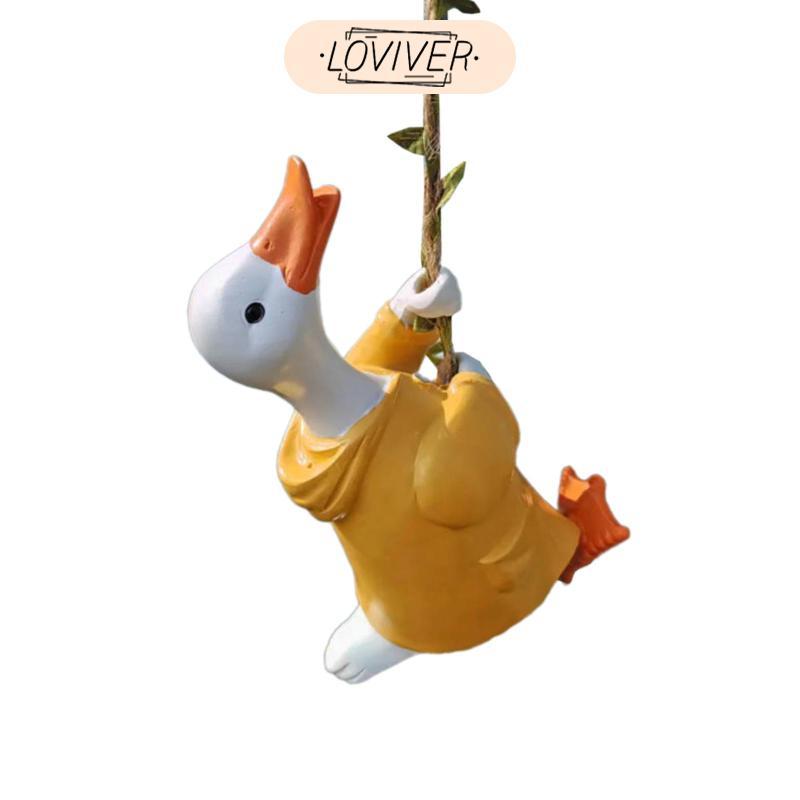 สวนเป็ดขนาดเล็กรูปปั้นขนาดเล็กปีนเขาเป็ดรูปปั้นสําหรับชั้นวางลาน - รูปที่ 5