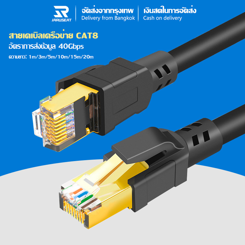 CAT8 Ethernet Cable สายอินเตอร์เน็ต สาย RJ45 For PC แล็ปท็อป เราเตอร์ 1เมตร-20เมตร