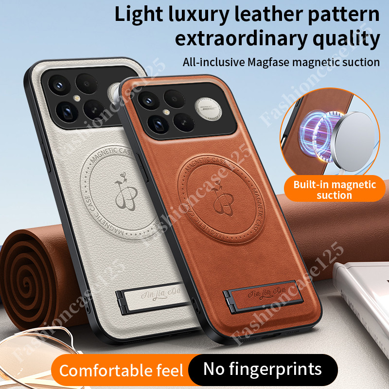 Poco F8 Pro สําหรับ Poco F8 Ultra Pro PocoF8 F8Ultra F8Pro 5G 2025 เคสโทรศัพท์หรูหราหนังปกหลังกันกระแทกกันชน Simple Anti Drop Soft TPU Edge ผู้ถือรถสนับสนุน Brack