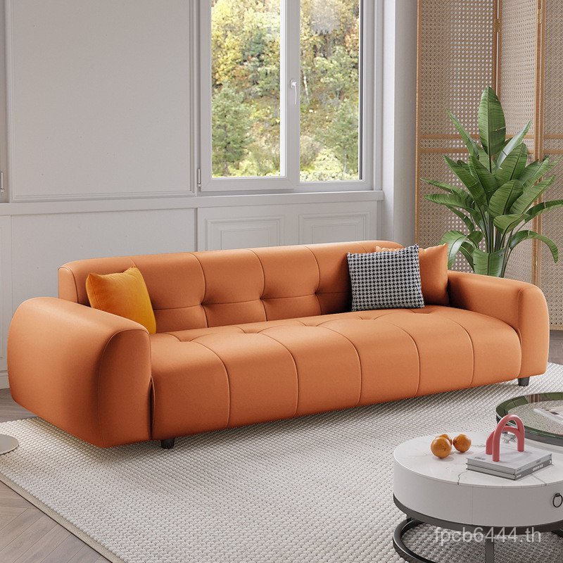 ปี่ ลูกอมที่ทันสมัยขนาดเล็กพาร์ทเมนท์สไตล์ผ้าฝ้ายสุทธิสีแดงโซฟาเมฆตรงสามคนคู่ห้องนั่งเล่นครีมศิลปะโซ