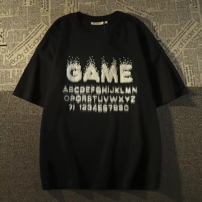 COD [240g Tight-220g ผ้าฝ้ายแท้] เสื้อยืดแขนสั้นพิมพ์ลายผ้าฝ้ายหลวม Slimmer ดู All-Match Top ins อิน