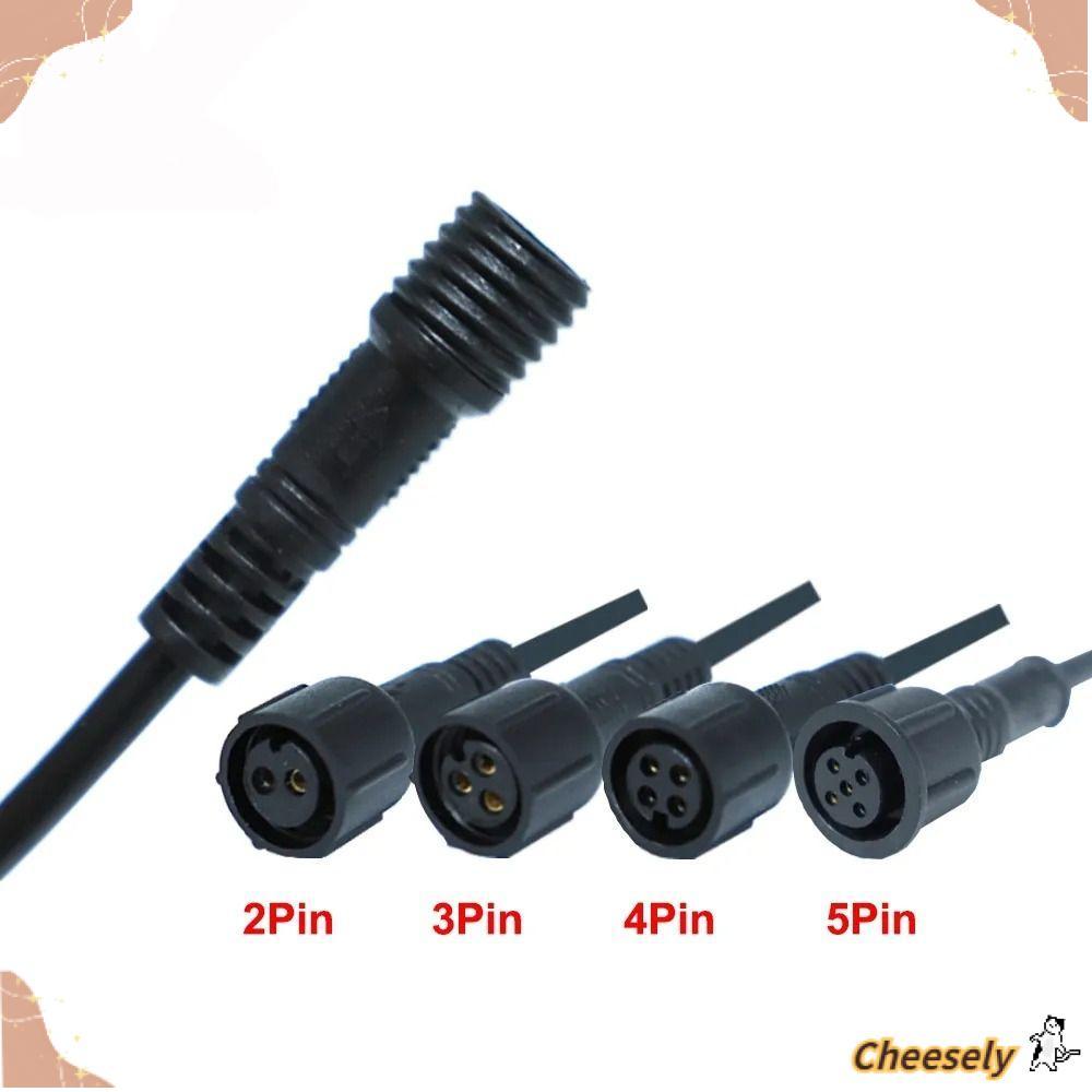 CHEESELY ชายหญิง LED Connector,สายสีดํา 20 ซม.2Pin 3Pin 4Pin แจ็ค,ไฟ LED 2Pin 3Pin 4Pin IP67 สายไฟกั