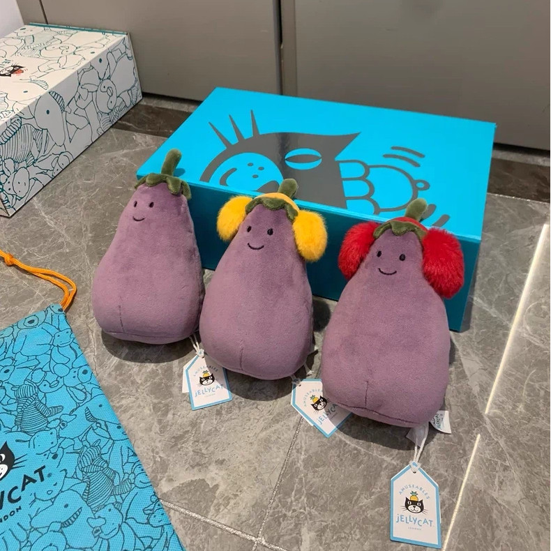 [คลังสินค้าพร้อม] Jell @ cat Earmuffs Eggplant Red Yellow Eggplant Total Cute Plush Doll Assembled C