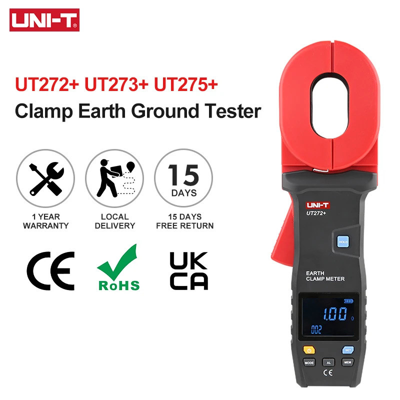 UNI-T เครื่องวัดความต้านทานสายดิน UT272+ UT273+ UT275+ Digital Clamp Earth Ground Tester Leakage Cur