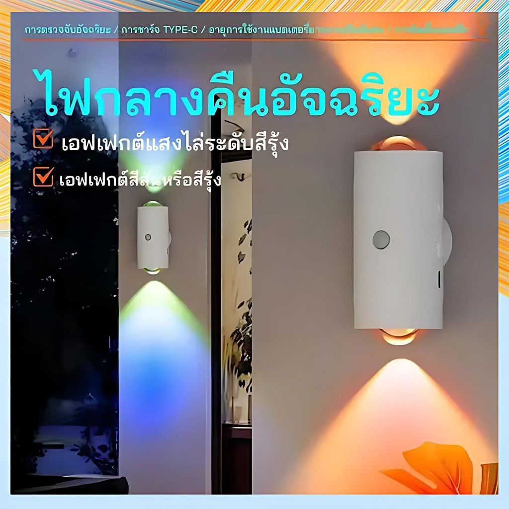 ✨ไฟเซนเซอร์อัตโนมัติ LED ติดผนัง ติดตั้งง่าย ไม่ต้องใช้สกรู