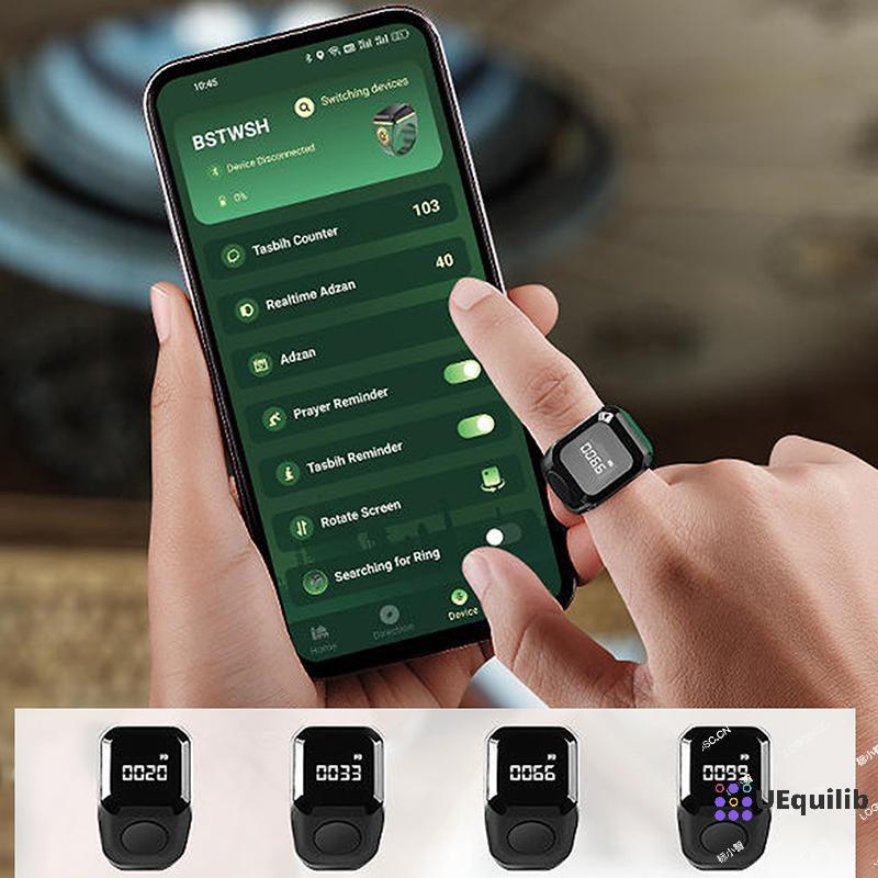 Uequilib Digital Ring Finger Counter พร้อมจอแสดงผล OLED Silent Touch Type-C ชาร์จ Tally Counter สําหรับฟิตเนสกอล์ฟใหม่