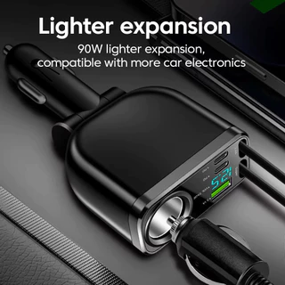 M15 120W 5 IN 1 Retractable Car Charger พร้อม Starry Night Light สาย USB C Fast Charge สายไฟบุหรี่ไฟแช็กอะแดปเตอร์ PD QC3.0 สําหรับ IOS Android