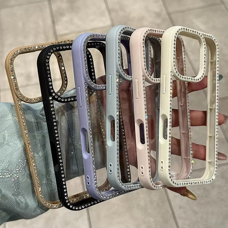 เคสโทรศัพท์ประดับเพชรหรูหราโปร่งใส For iPhone 17 11 12 13 14 15 16 Pro Max Air เคส iPhone17ProMaxเคสฝาหลังกันชนกลิตเตอร์