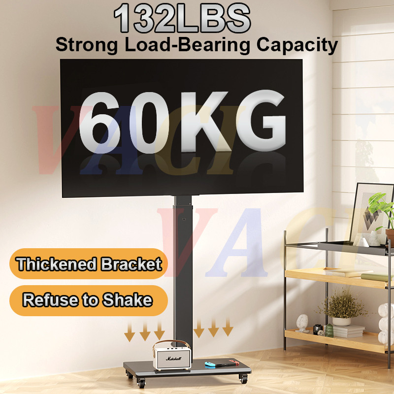 ขาตั้งทีวีเคลื่อนที่ได้ ปรับระดับได้ ขาตั้งทีวี 90° การหมุน หมุนได้ มีล้อ สำหรับทีวีขนาด 32-65 นิ้ว - รูปที่ 6