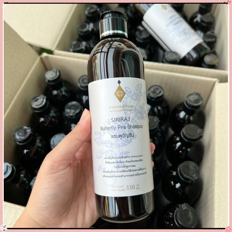 แท้ 💯Siriraj แชมพูอัญชัน ศิริราช ลดผมหงอกและหลุดร่วง 330 มล.Butterfly Pea Shampoo แชมพูสระผม ยาสระผม บำรุงเส้นผม