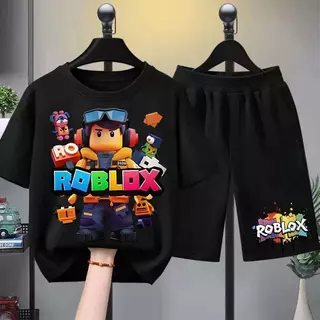 BOB [พร้อมส่ง] ชุดเด็กชาย Children Robloxเสื้อยืดเด็ก คอตตอน ชุดสูทเด็กผู้ชาย ชุดลำลอง 2 ชิ้น แฟชั่น สำหรับเด็กชายตัวเล็
