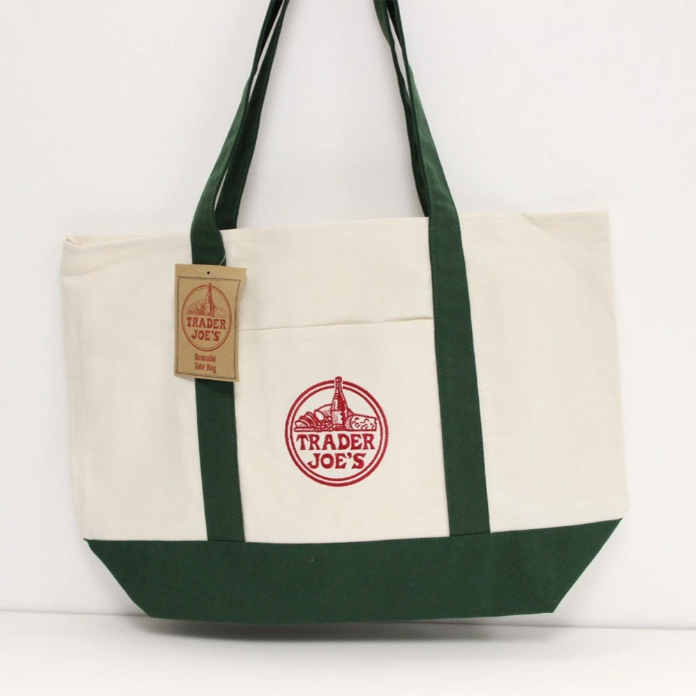 Outdoor Large size Trader Joe’s Canvas Tote Bag Embroidered Shopping Bag