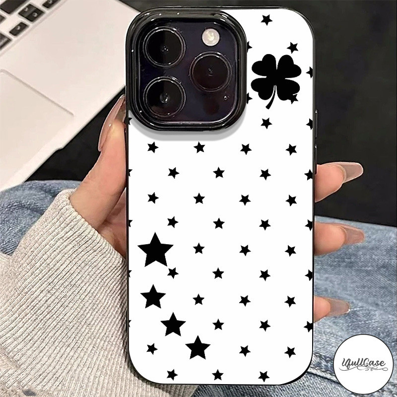 เคสไอโฟน15 11สำหรับ IPhone 16 17 AIR 15 13 11 12 14 Pro Max XR XS X Max 15 7 8 Plus เคสซิลิโคนเงา โคลเวอร์ ดาว มีเสน่ห์ - รูปที่ 4