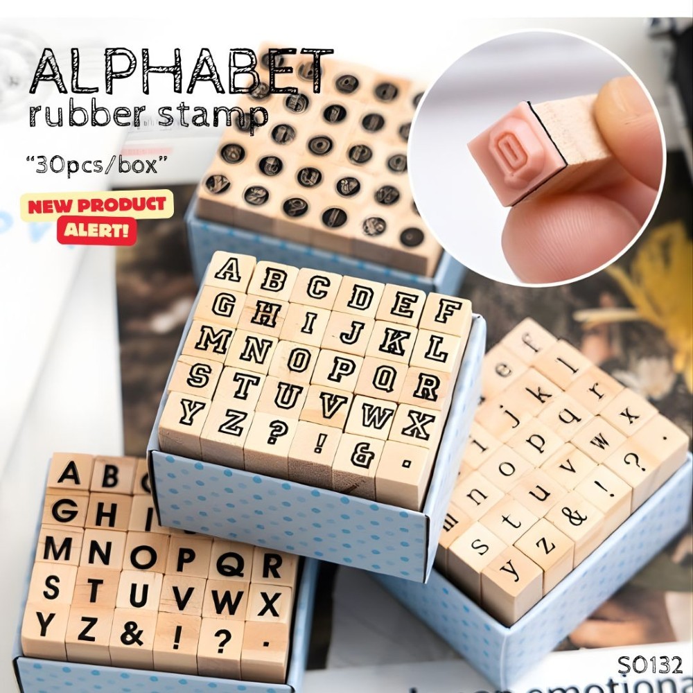 S0132 ตรายางตัวอักษร Alphabet Rubber Stamp กล่อง 30 ชิ้น DIY ตัวปั๊มภาษาอังกฤษ พิมพ์ใหญ่/พิมพ์เล็ก
