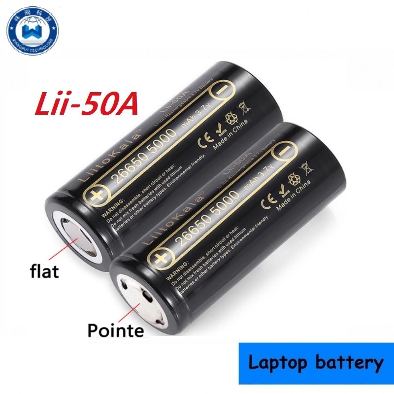 ★LiitoKala Lii-50A 26650 5000mAh Button type Flashlight Battery 3.7V Rechargeable lithium battery