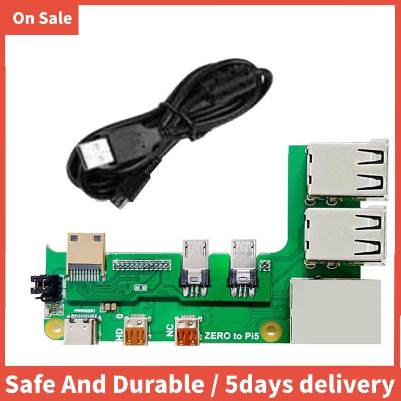 สําหรับ Zero 2W ถึง PI5 บอร์ดขยายพร้อมสาย Zero USB HUB RJ45 HAT สีเขียว