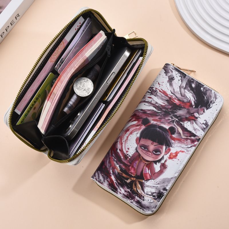 Nezha Ao Bing Long Wallet กระเป๋าโทรศัพท์มือถือ Multi-Card Slot ขนาดใหญ่ซิป Multi-Function กระเป๋าสต