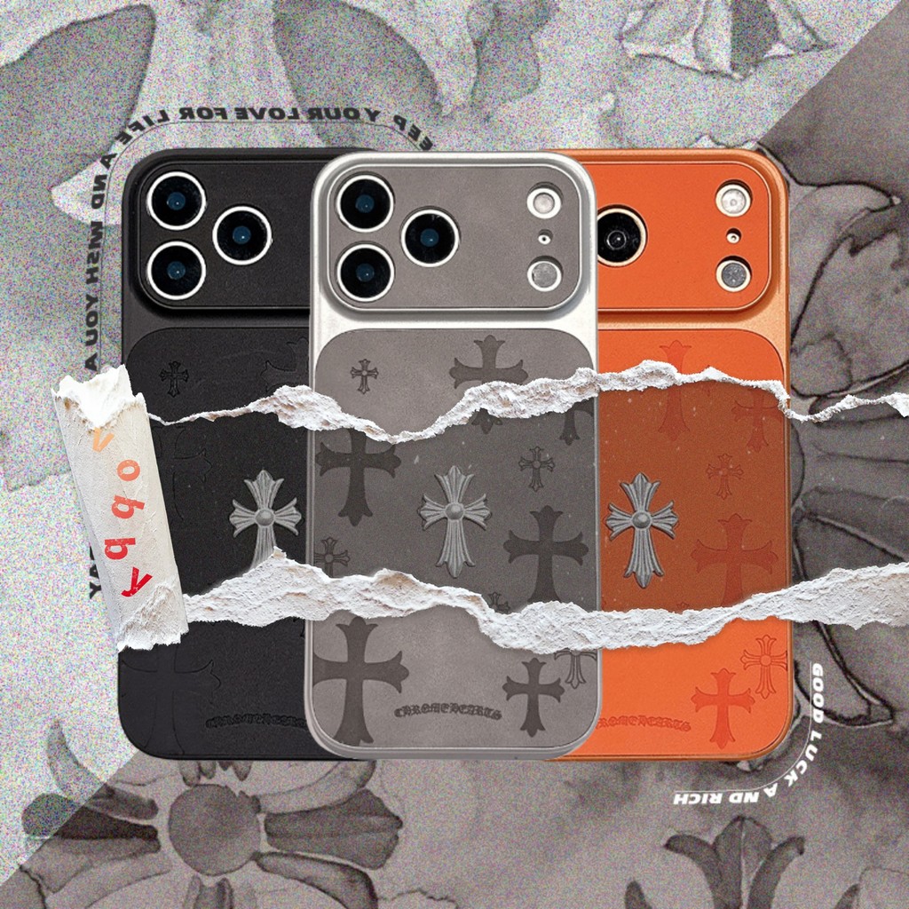 ทันทีเปลี่ยนเป็น IPhone 17 Full-Screen Cross โลหะสไตล์ Hard Shell เคสโทรศัพท์เหมาะสําหรับ IPhone17 17Pro 17ProMax 16 16ProMax 16Pro 15 15Pro 15ProMax 14ProMax 14 14Pro