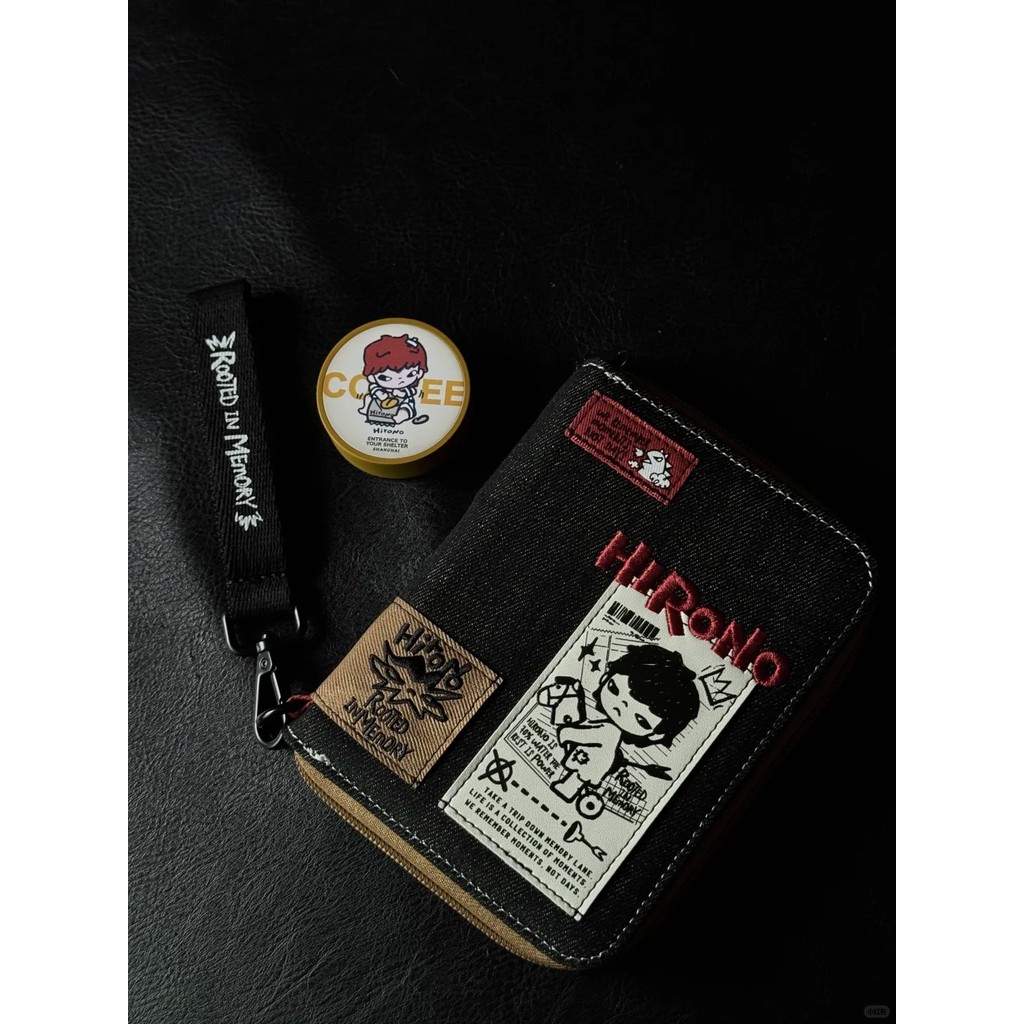 Hirono Echo Passport Wallet Clutch Bag One-Piece Document Storage Canvas Zipper Card Case กระเป๋าใส่