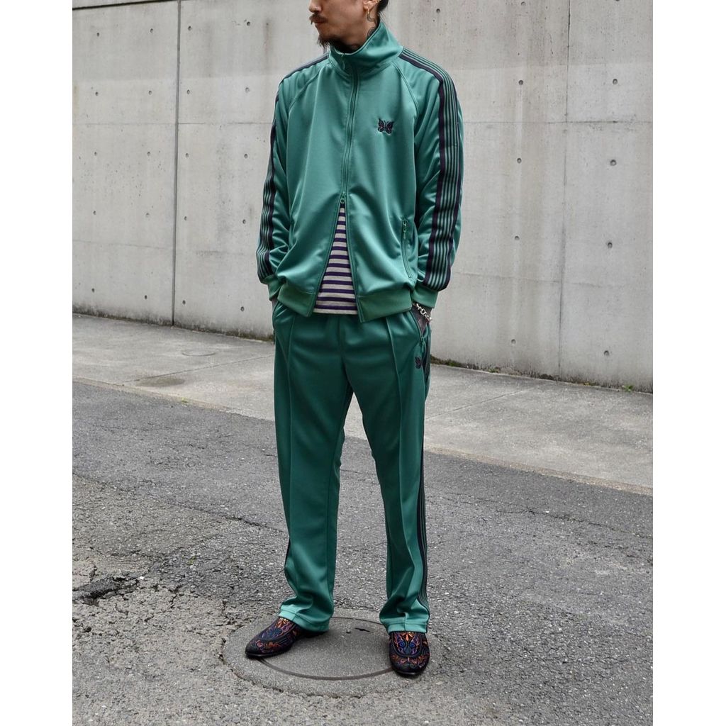 VWWM Needles track Light Green Embroidered Ribbon Campus Casual Loose Sports Jacket