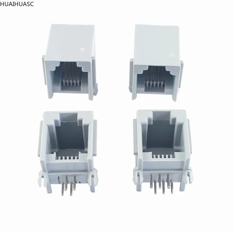 10pcs RJ11 6P4C 6P6C 4 6 Pin Mount โทรศัพท์ Modular PCB Connector หญิงซ็อกเก็ตมุมขวาพลาสติกสําหรับปล