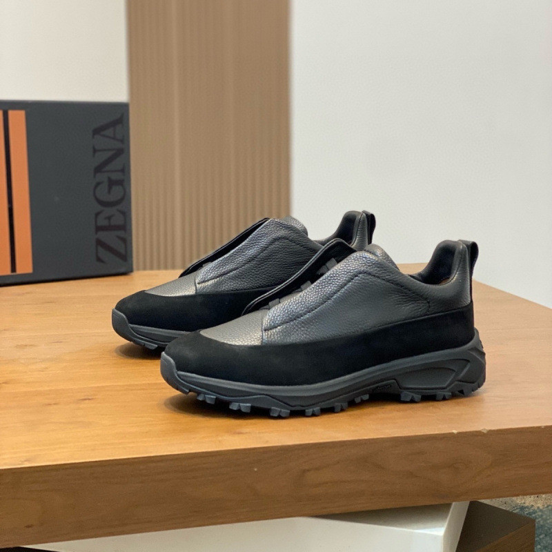 ZEGNA สินค้าใหม่รองเท้าผ้าใบส้นแบนผู้ชายหนังแท้