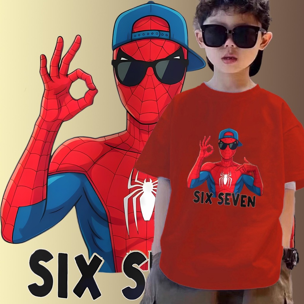 Spider-Man Six Seven 67 T Shirt Girls/Boys Solid Shirt Gift Shirt Children Tops