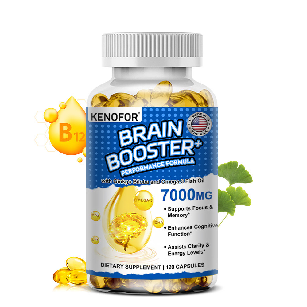 Kenofor Ginkgo Biloba อาหารเสริมบํารุงสมอง - ประกอบด้วยน้ํามันปลา Omega-3 เพื่อรองรับความรู้ความเข้าใจ ความจํา และเข้มข้น