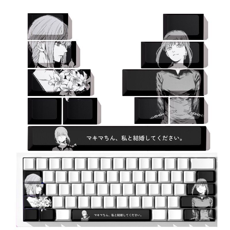 Makima makima Original Keycap Chainsaw Man สินค้าสองมิติปุ่มคีย์บอร์ดแบบกลไกระเหิดปุ่มสีดําสีขาว