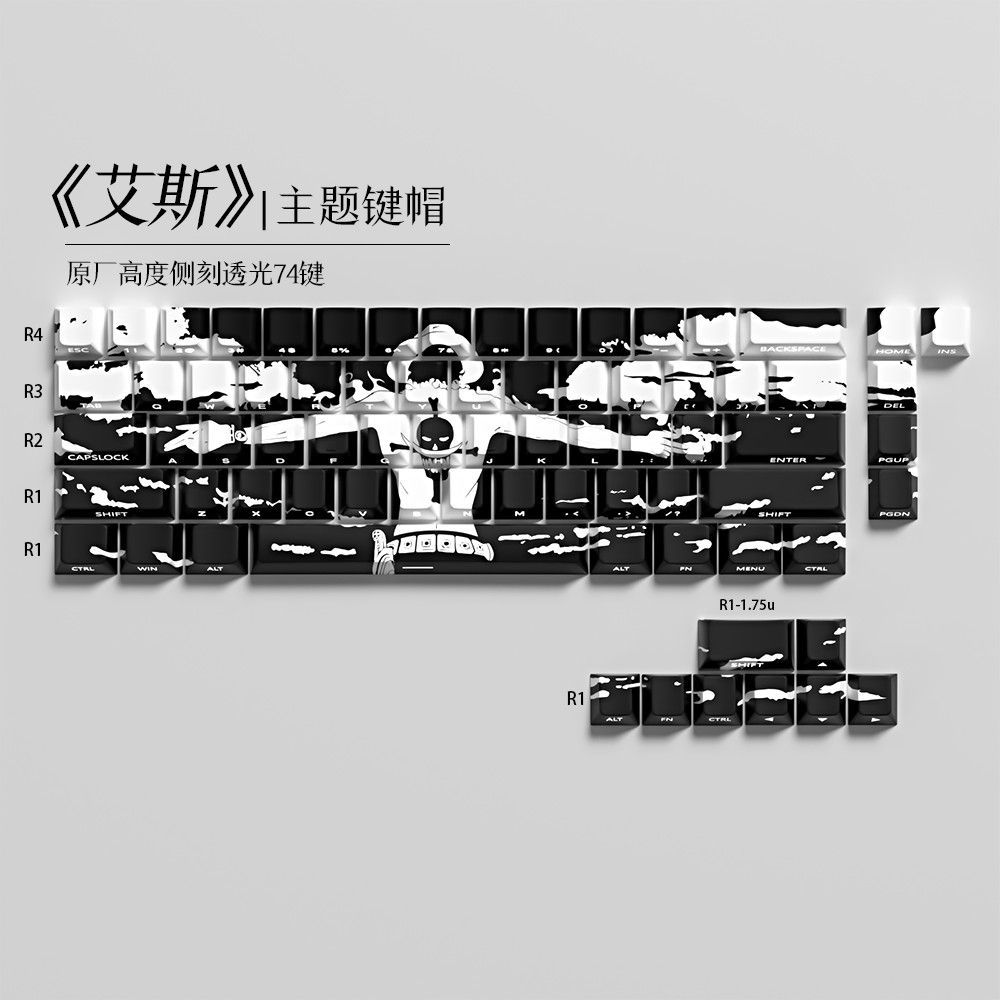 Original Keycap Ace ธีมสองมิติด้านข้างแกะสลักโปร่งแสง PBT ปรับให้เข้ากับ atk68 MacA Lion MAD60 MAD68