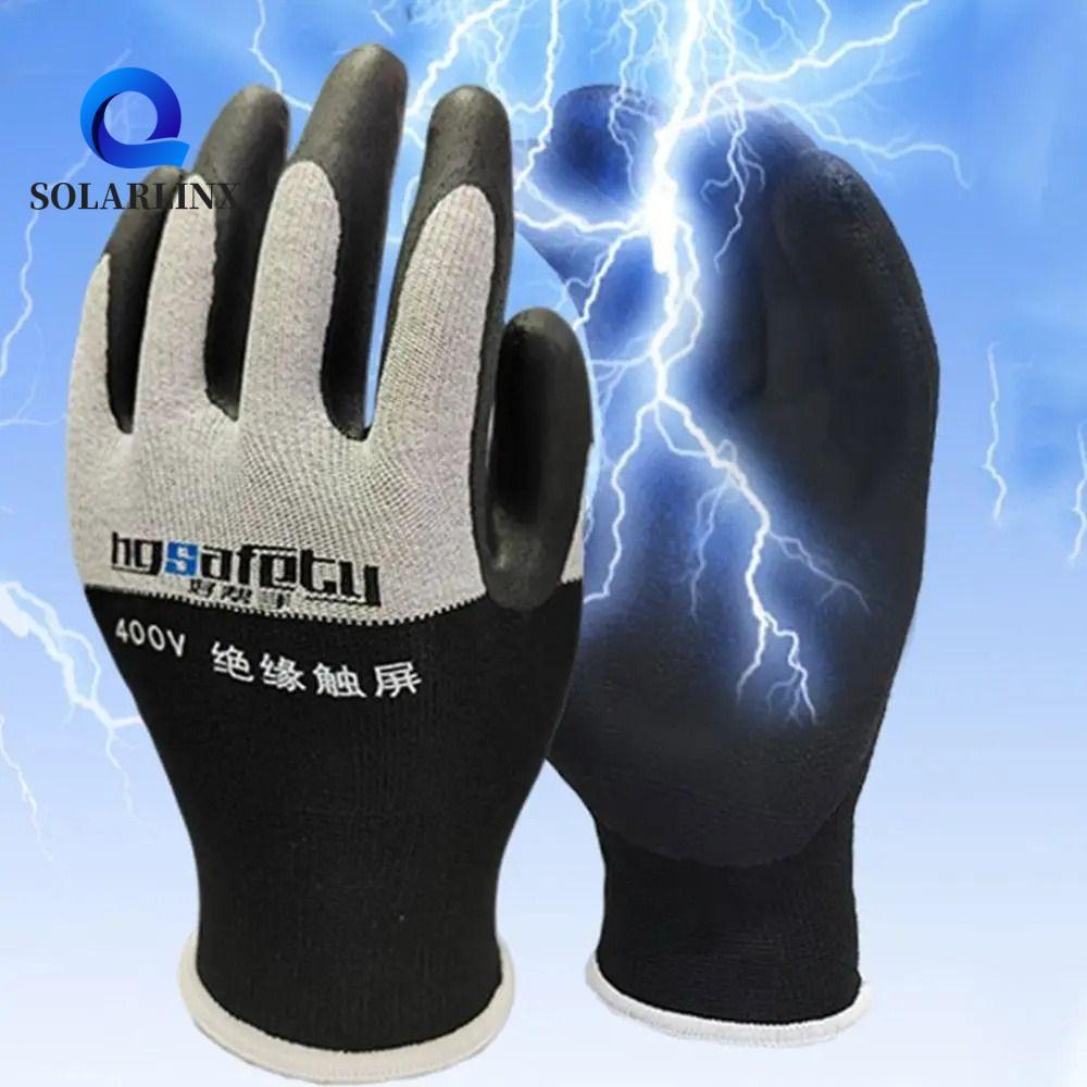 SOLARLINX ถุงมือป้องกันไฟฟ้า, กันน้ํามันแบบมีแรงดันไฟฟ้า 400V/500V ถุงมือฉนวนไฟฟ้า, ไนไตรล์อเนกประสง