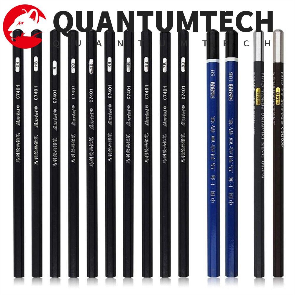 QUANTUMTECH 12 ชิ้นดินสอ 12B 14B 7B 8B 10B Art นักเรียน Soft Charcoal ดินสอสีดํา 12 ชิ้น/กล่อง 2B ดิ