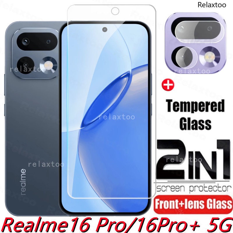 Realme 16 Pro Plus 2026 2in1 3D กระจกนิรภัยโค้ง สําหรับเลนส์กล้องและหน้าจอ ป้องกันฟิล์มกระจก 5G 4G